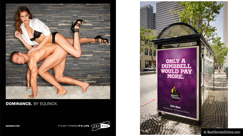 Ad campaign for Equinox by Terry Richardson, who recently photographed Dalai Lama, and an ad campaign for Planet Fitness.