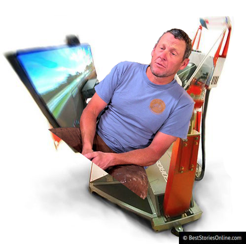 Pictured: Artist’s rendering of what Lance Armstrong may have looked like the evening of the alleged incident, seen here in state-of-the-art gaming chair.