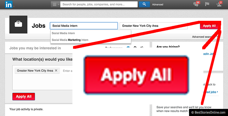 New Apply All feature on www.linkedin.com.
