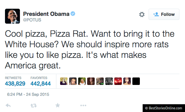 Obama’s tweet to the Pizza Rat.